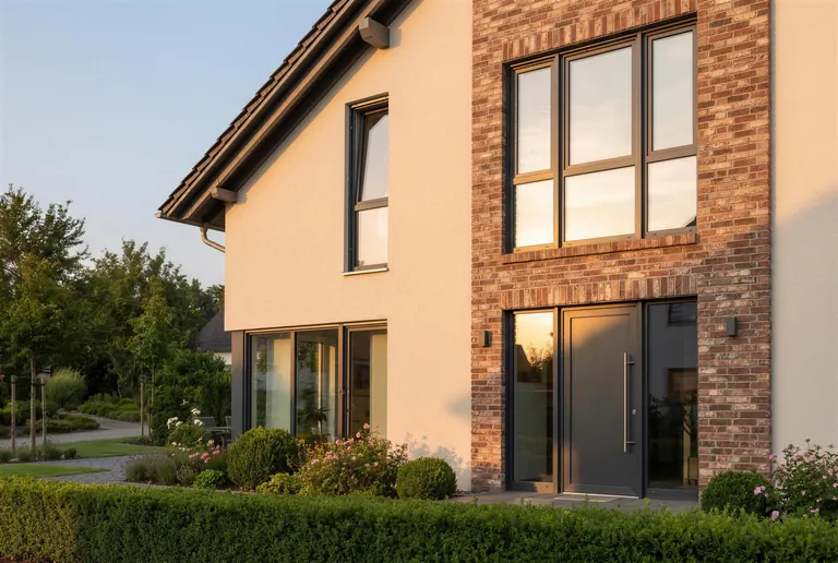 Hausfassade mit modernen Fenstern